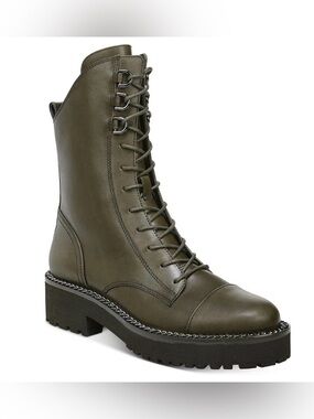 Sam Edelman Lenley Womens Combat Boots Green Leather Lace Up Size 7